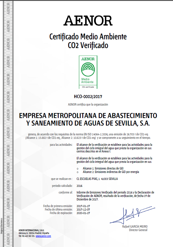 EMASESA calcula y verifica su inventario de gases 