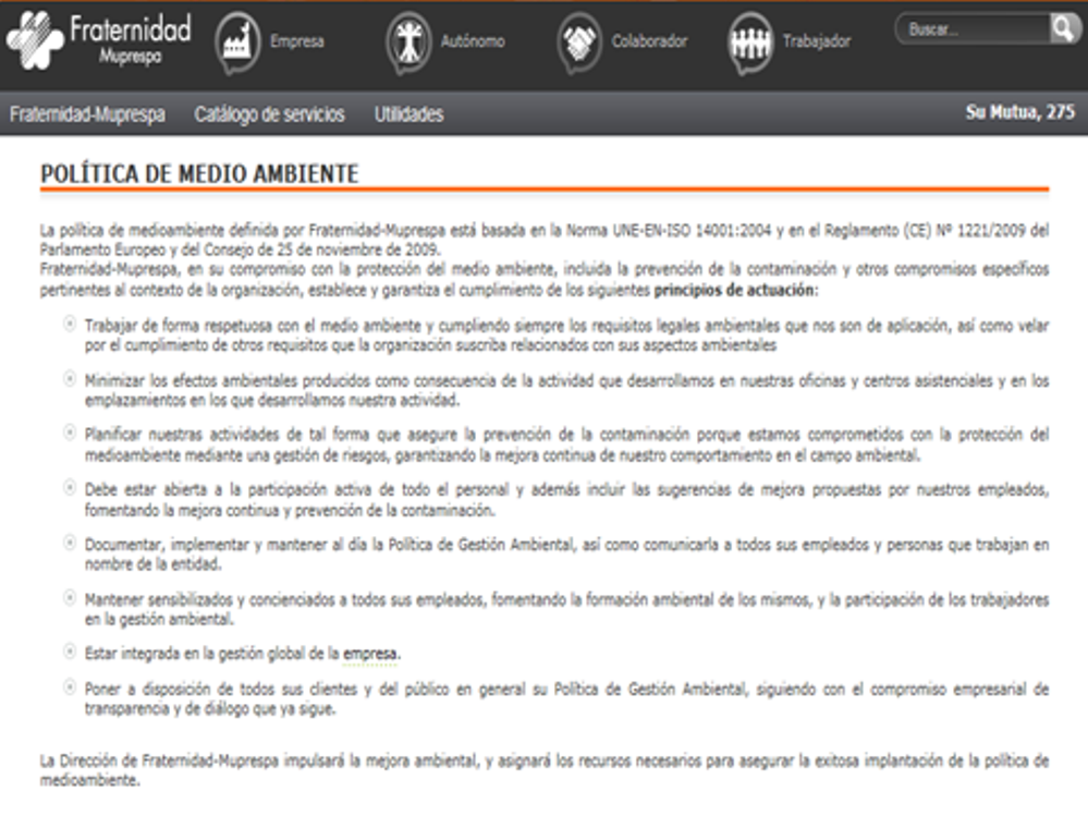 Pol&iacute;tica de Medio Ambiente 