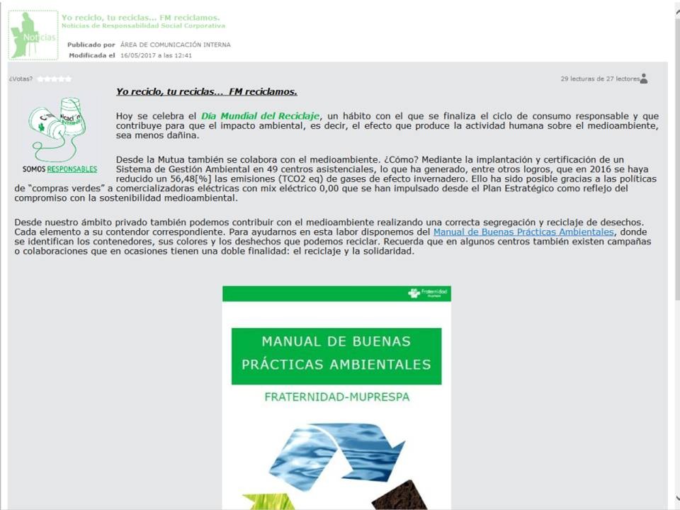 Celebraci&oacute;n del Dia Internacional del Reciclaje